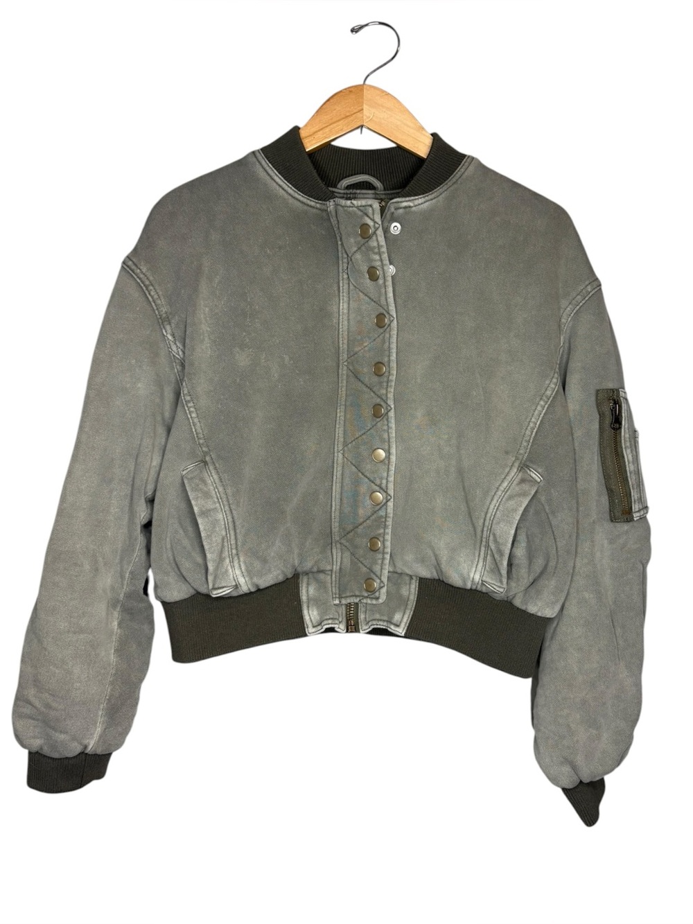 We the Free People Anything Goes bomber jacket women’s size xs washed olive - Picture 2 of 6